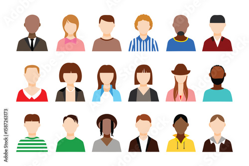 Diversity in Portraits: A collection of diverse faces, showcasing various ethnicities and styles, are arranged in a studio-like environment, the focus on human representation