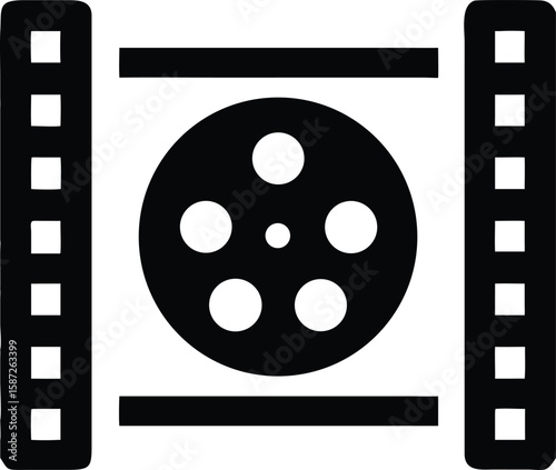 Film reel and strip icon symbol
