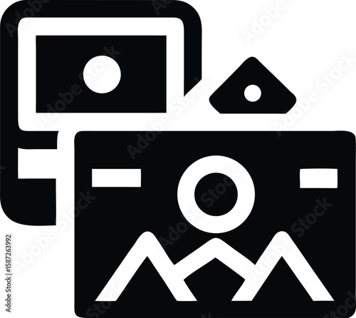 Photo camera icon vector illustration black