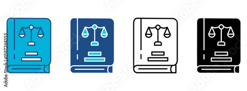 Law Book Icon Set With Multiple Styles. Vector Illustration