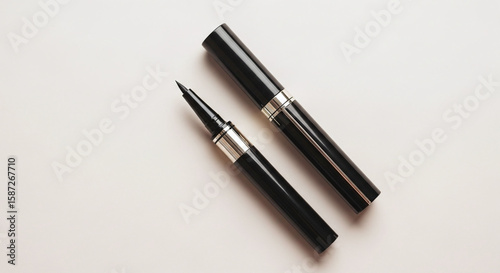 Black Liquid Eyeliner on White Background. Ai generation