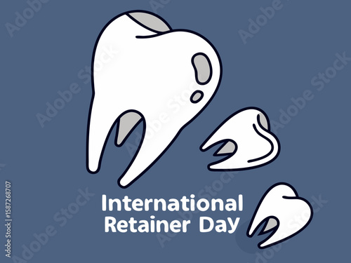 paper cutout dental graphic with layered molar silhouettes on blue background, celebrating retainer day in soft, tactile, minimalist style.