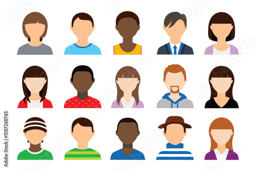 Diverse Faces: a collection of faceless people profile illustrations showcasing individuals from varied backgrounds. these people are ready to fit into your project and ideas.