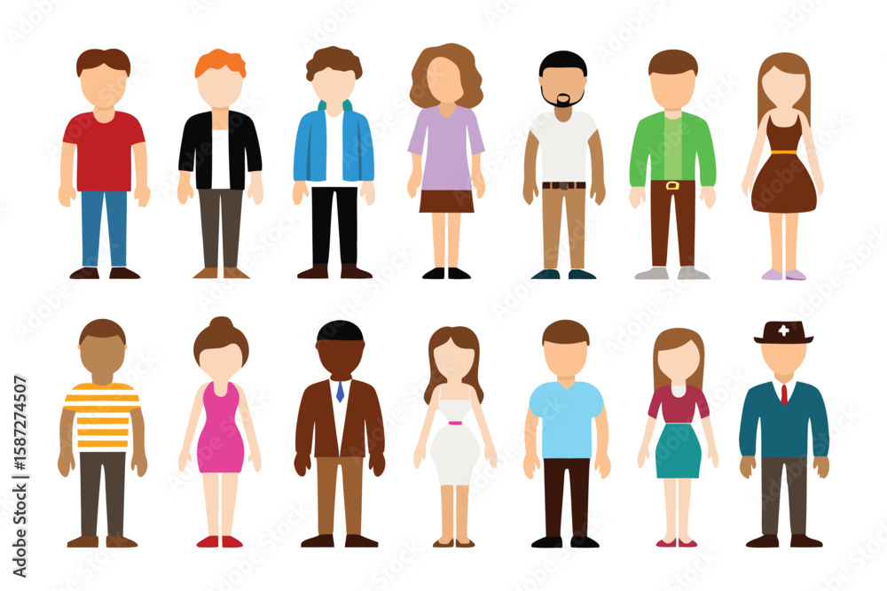 Diverse Group of People: A vibrant collection of diverse figures, each representing a unique individual, showcasing the beauty of human diversity through colorful illustrations. Diverse Group of People: A vibrant collection of diverse figures, each representing a unique individual, showcasing the beauty of human diversity through colorful illustrations.