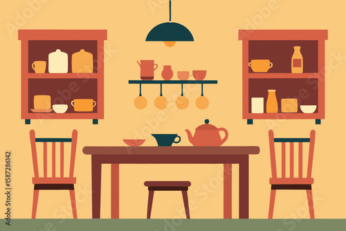 cozy country kitchen dining room with vintage