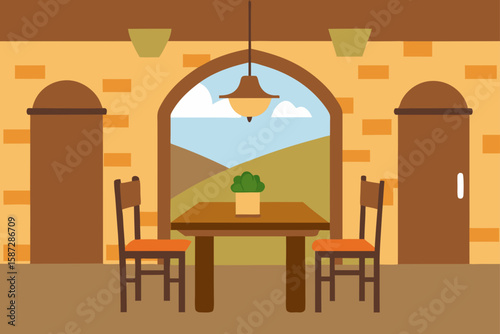 italian countryside villa dining space