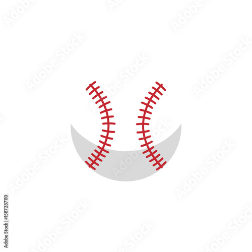 A flat design icon of a baseball with red stitching, representing the ball used in the sport.