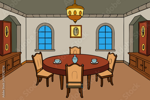 old world european villa dining room with antique