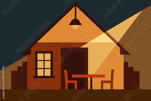 open beam old house with window lit dining area