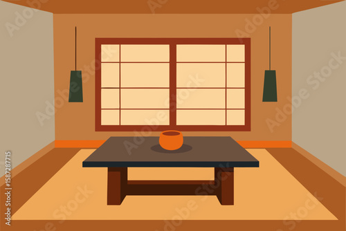 serene japanese style room with low wood table