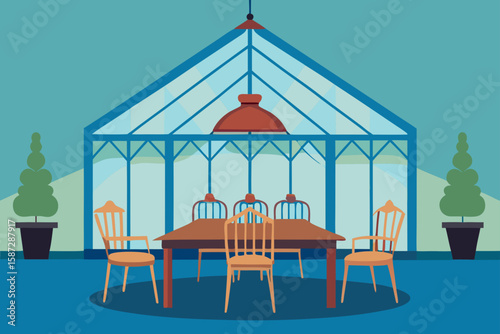 victorian conservatory dining setup with wood
