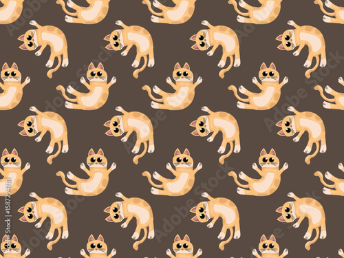 cat cartoon icon animal pet cute orange element comic drawing flat pattern seamless kitten character