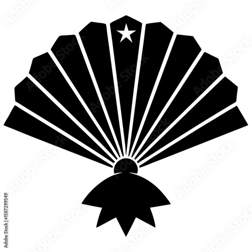 Abstract fan shape with star decoration silhouette vector illustration