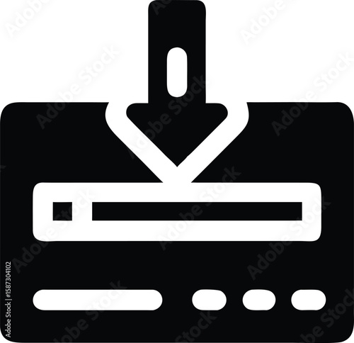 Downloading data icon black and white