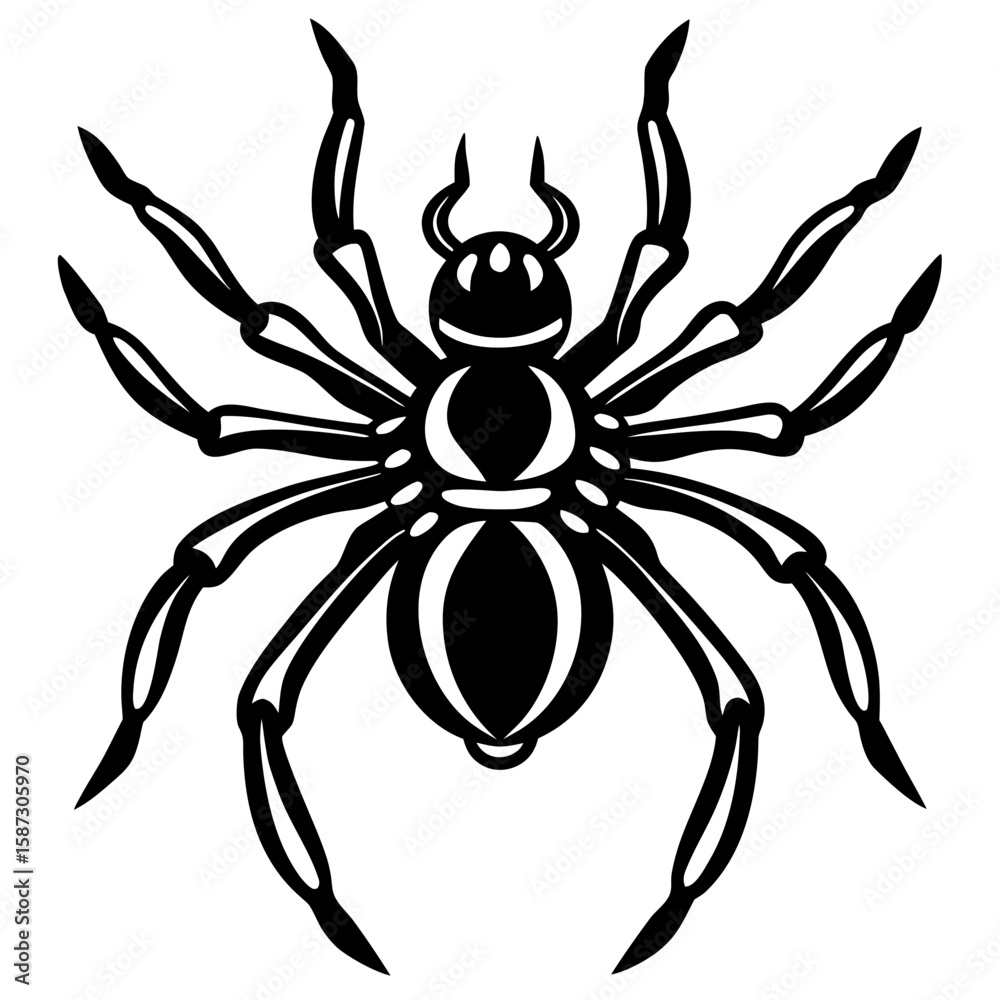 Obraz premium Minimalist Black Spider Silhouette Vector.