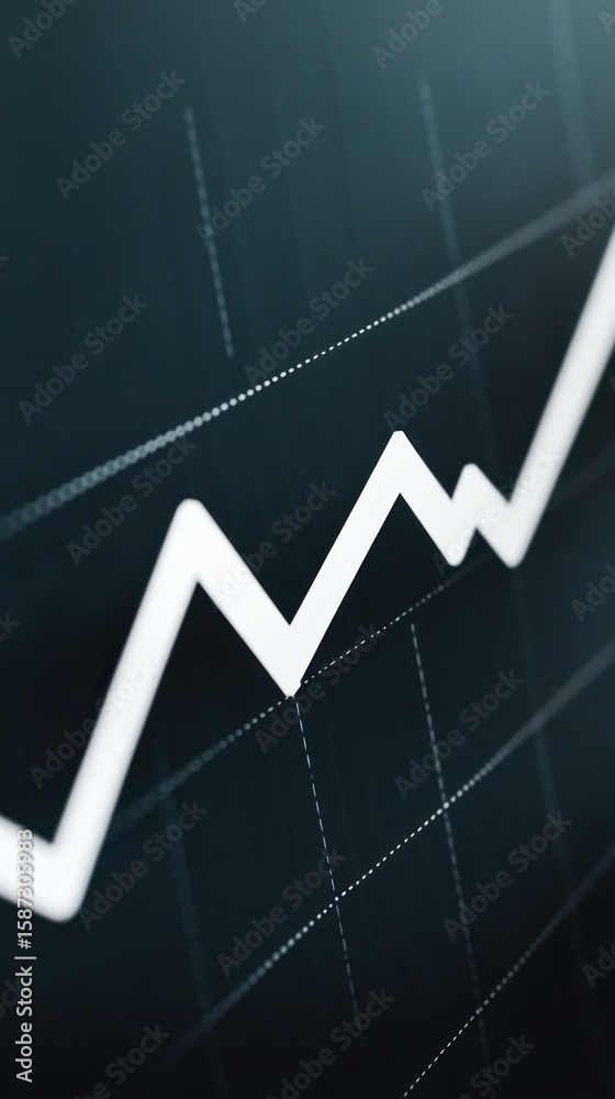Naklejka premium A financial chart displays a rising trend line, symbolizing growth and progress in business, investment, and economic markets, perfect for illustrating success and upward mobility.