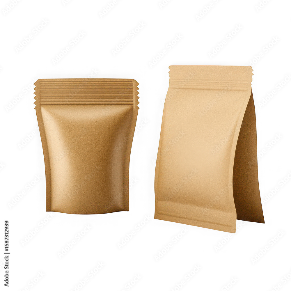 Compostable packaging mockup isolated on white and transparent background Compostable packaging mockup isolated on white and transparent background