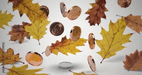 Autumn coins falling