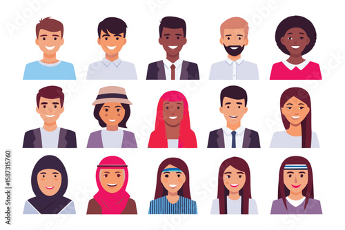Portraits of Diversity: A vibrant collection of diverse portraits of individuals, each face unique, reflecting a tapestry of cultures, backgrounds, and expressions, celebrating unity.