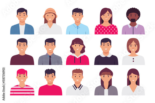 Diversity in Portraiture: A collection of vector portraits of diverse individuals, each capturing unique expressions and characteristics. A visual celebration of human diversity.