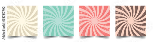 Collection of 70s hippie style backgrounds. Waves, swirls, and a swirling pattern. Twisted and distorted vector texture in a trendy retro psychedelic styl