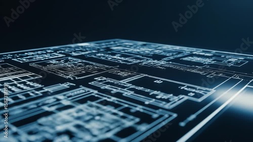 Futuristic Blueprint Hologram Projection Technology
