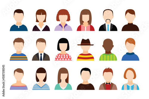 Diverse Avatar Collection: A vibrant array of diverse avatars, each representing an individual, designed for various applications, reflecting inclusivity and the spirit of community.