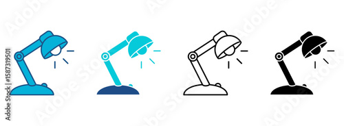 Table Lamp Icon Set With Multiple Styles. Vector Illustration