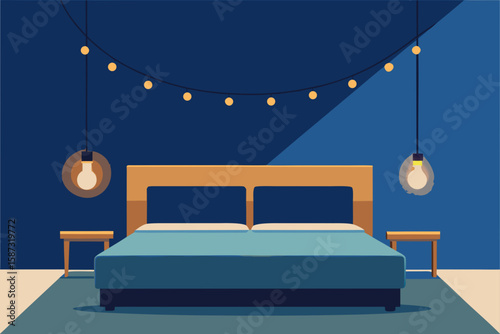 modern bedroom interior with bed