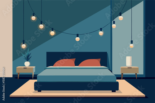 modern bedroom interior with bed