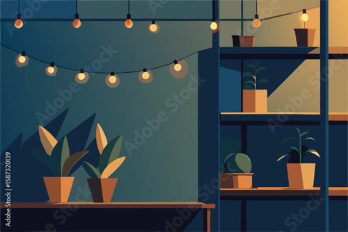 vector illustration of a window in the night