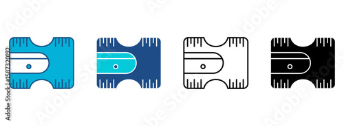 Pencil Sharpener Icon Set With Multiple Styles. Vector Illustration