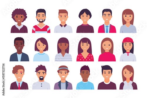 Diverse Portrait Collection: A curated collection of diverse and stylized headshots, showcasing the beauty and variety of individuals from all walks of life, perfect for any design.