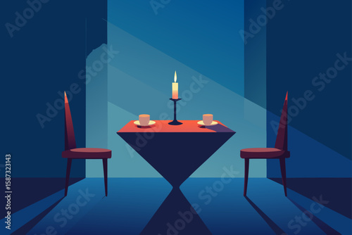 illustration of a table in the restaurant