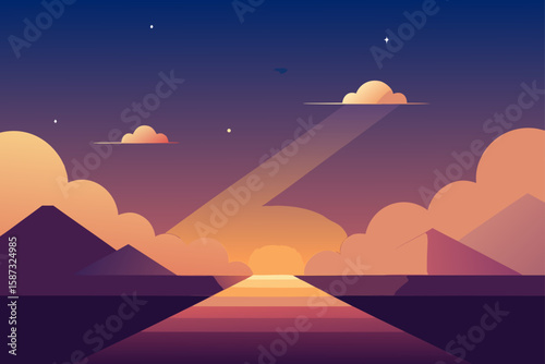 desert landscape with pyramids