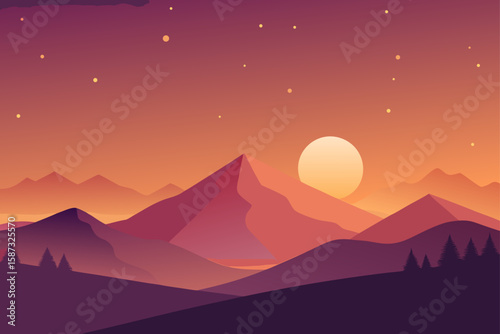 sunset in mountains