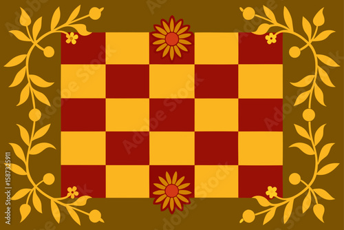 victorian checkerboard tile with floral borders