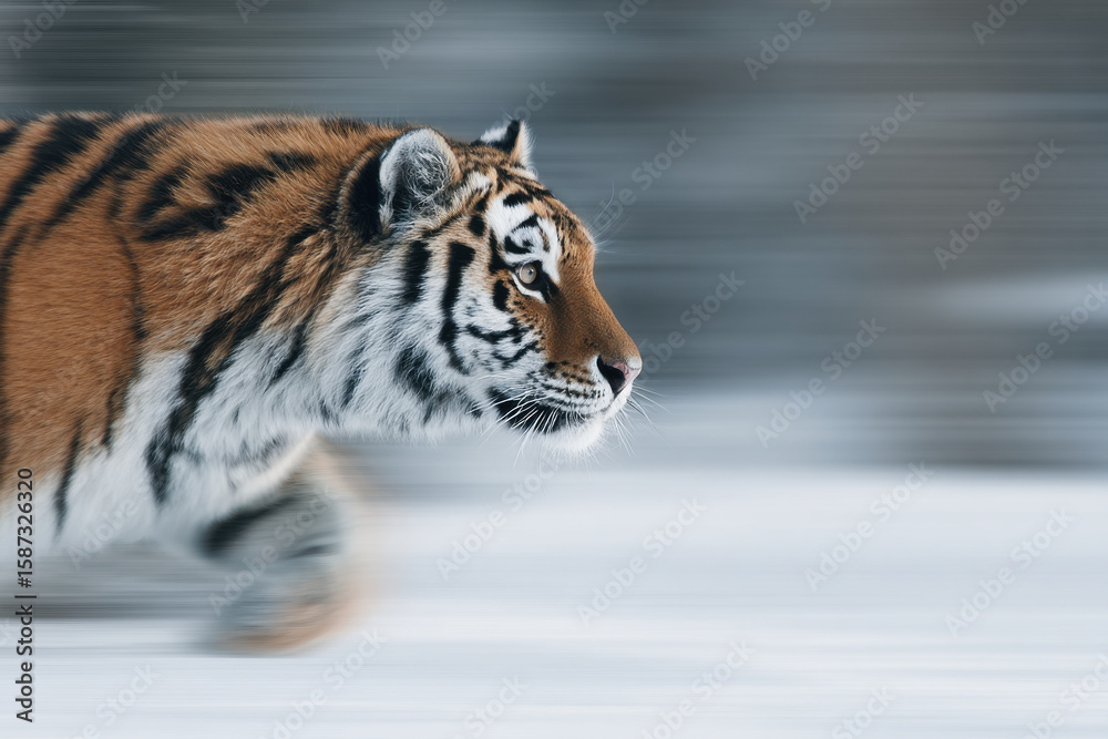 Obraz premium capture stunning minimalist portraits of top wild animals in motion set against softly blurred background