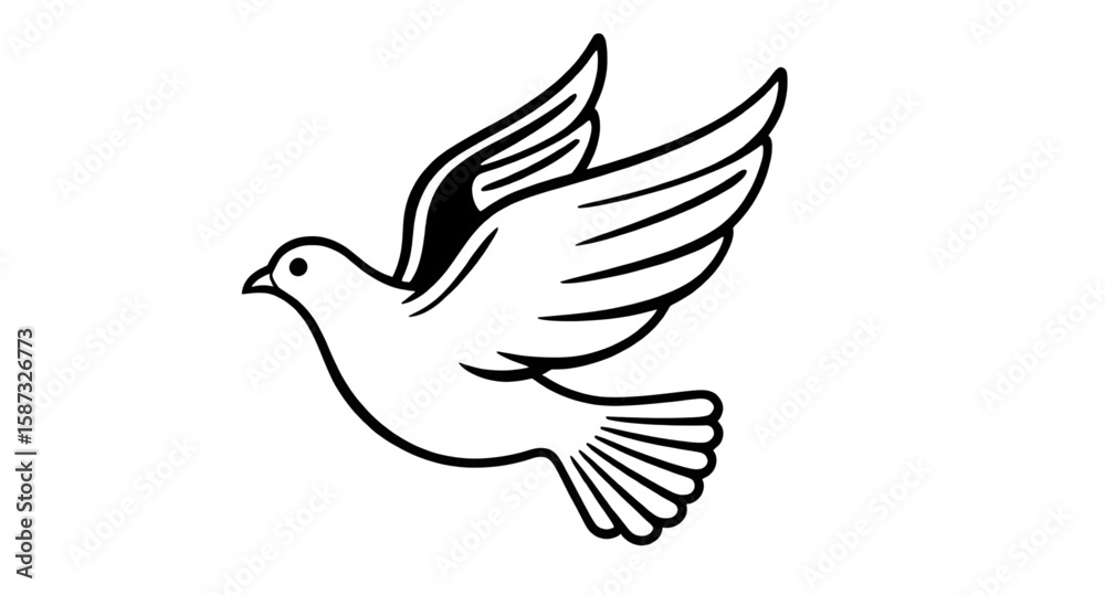 Fototapeta premium dove, peace, symbol, white bird, olive branch, freedom, harmony, hope, purity, spirituality, wings spread, flying dove, peaceful icon, unity, love, calm, serenity, gentle, soft feathers, illustration,