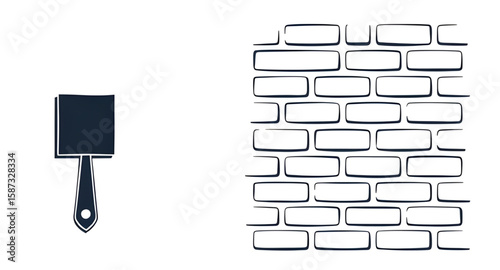 masonry clipart, builder vector, brick construction icon, construction elements, wall building vector, masonry project icon, bricklayer vector, trowel drawing, building work icon, brickwork illustrati