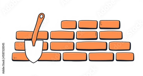 bricklaying tools, masonry equipment, brick wall icon, trowel and bricks vector, construction graphic, builder icon, building tools icon, DIY construction icon, masonry work, construction symbol, bric