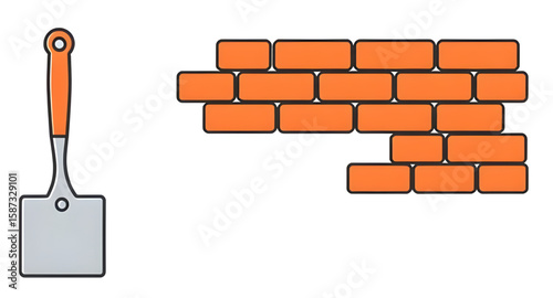 trowel vector, brick vector, masonry vector, construction tools, building icon, brickwork icon, trowel illustration, masonry illustration, construction vector, wall building icon, bricklaying tools, m