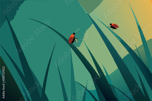 ladybug on a blade of grass