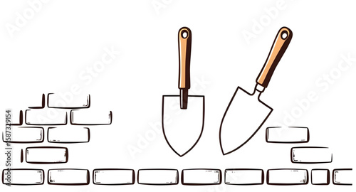 bricklaying icon, trowel vector, brick vector, masonry vector, construction tools, building icon, brickwork icon, trowel illustration, masonry illustration, construction vector, wall building icon, br