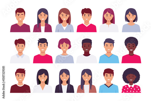 Diverse Avatars: A vibrant collection of avatars, each representing a unique individual, embodying a range of identities in a cohesive and harmonious graphic display.