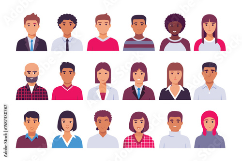 Diversity of Portraits: A stylized composition showcases an array of individuals, each offering a glimpse of unique characteristics in a range of cultural representations.