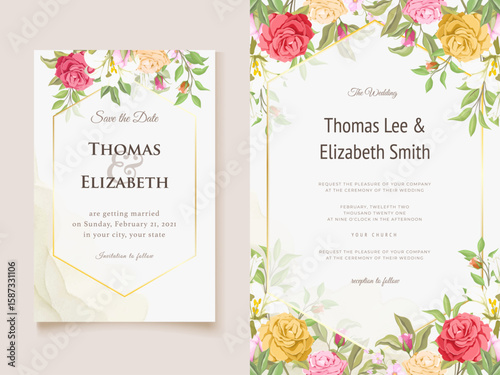 beautiful floral wedding invitation card template