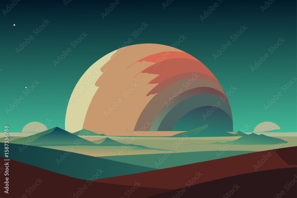 Fototapeta premium the moon over the mountains