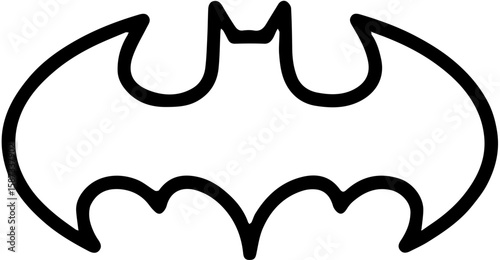 Pictogram of a bat. Line vector of a bat. Animal illustration with wings. Flat isolated vampire. Batman logotype. Horror symbol. Flying icon.