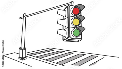 Flat Traffic Symbols and Sign Icons for Road Safety Education

